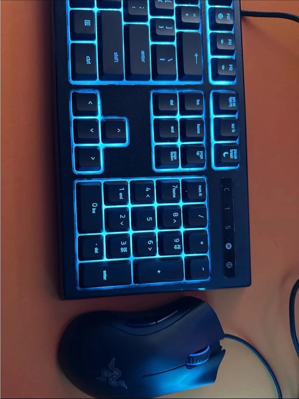 Razer Black Gaming Keyboard with Purple Backlighting